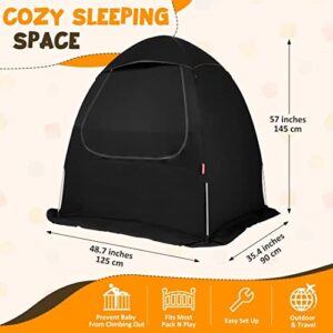 Blackout Tent for Pack N Play, YAVIL Portable Travel Crib Blackout Canopy Cover to Block Out 97% Light for Baby Sleeping or Playing