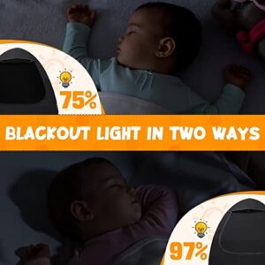 Blackout Tent for Pack N Play, YAVIL Portable Travel Crib Blackout Canopy Cover to Block Out 97% Light for Baby Sleeping or Playing