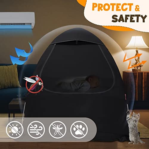 Blackout Tent for Pack N Play, YAVIL Portable Travel Crib Blackout Canopy Cover to Block Out 97% Light for Baby Sleeping or Playing