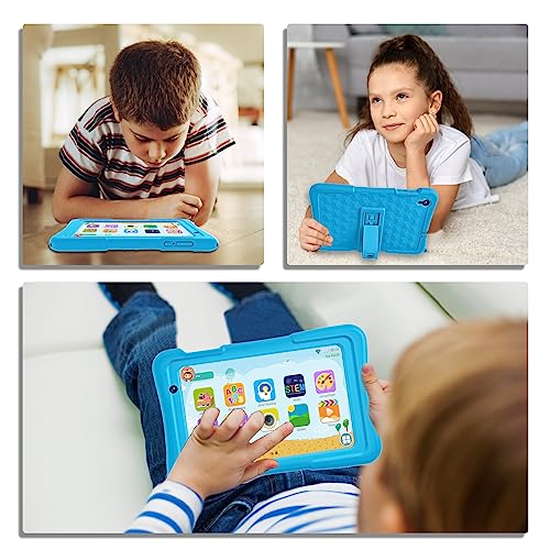 Android Tablet 8 inch Tablet, Android 12 Tablets Google GMS, HD1280*800, 3GB+32GB Storage, 4000mAh Battery, WiFi, Bluetooth, Shockproof Case(Blue) pre-Installed IWAWA, Switchable to Kids for Tablets