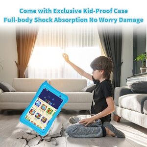 Android Tablet 8 inch Tablet, Android 12 Tablets Google GMS, HD1280*800, 3GB+32GB Storage, 4000mAh Battery, WiFi, Bluetooth, Shockproof Case(Blue) pre-Installed IWAWA, Switchable to Kids for Tablets