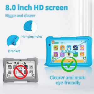 Android Tablet 8 inch Tablet, Android 12 Tablets Google GMS, HD1280*800, 3GB+32GB Storage, 4000mAh Battery, WiFi, Bluetooth, Shockproof Case(Blue) pre-Installed IWAWA, Switchable to Kids for Tablets