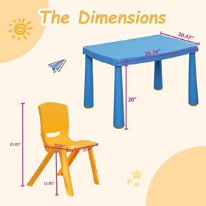 Domi Kids Table and Chair Set, 5 Pieces Enlarged Plastic Toddler Desk and Chairs for Arts & Crafts, Snack Time, Reading, Home, Kindergarten, Preschool, Daycare, Playroom Boys Girls Children's Day Gift