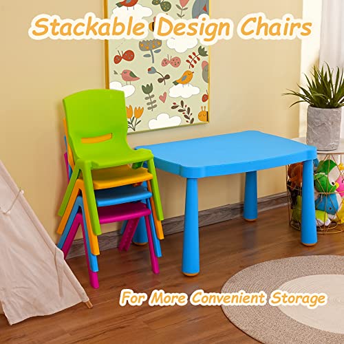 Domi Kids Table and Chair Set, 5 Pieces Enlarged Plastic Toddler Desk and Chairs for Arts & Crafts, Snack Time, Reading, Home, Kindergarten, Preschool, Daycare, Playroom Boys Girls Children's Day Gift