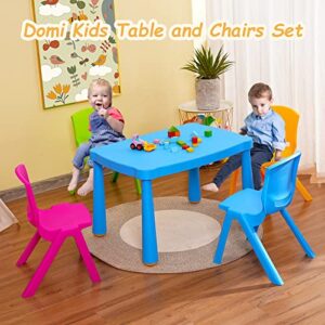 Domi Kids Table and Chair Set, 5 Pieces Enlarged Plastic Toddler Desk and Chairs for Arts & Crafts, Snack Time, Reading, Home, Kindergarten, Preschool, Daycare, Playroom Boys Girls Children's Day Gift