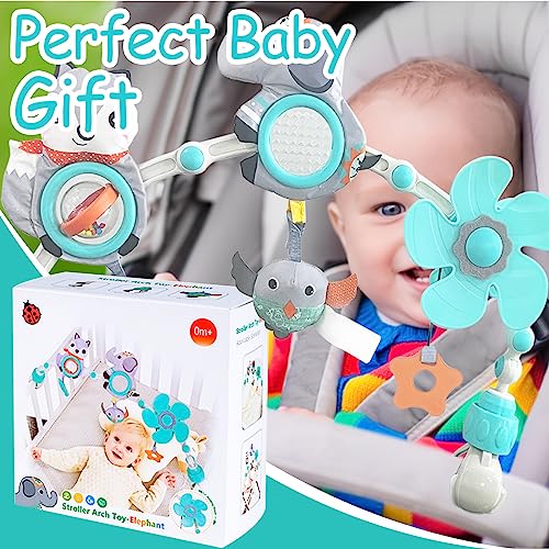 Stroller Arch Car Seat Toy: Baby Toys Mobile Adjustable Arch Toy for Stroller Crib Carseat Bouncer Toy Bar, Infant Toy Age 0 3 6 9 12 24 Months Newborn Hanging Travel Toys with Clip, Shower Gift