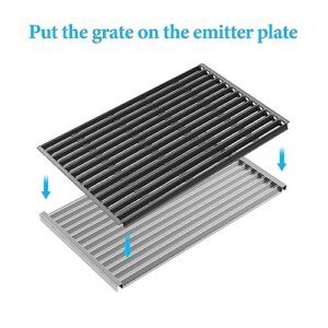 BBQ-PLUS Porcelain-Enamel Cooking Grid Grate and Emitter Plates Replacement Parts for Charbroil Commercial TRU-Infrared Grills 463242715 463242716 463276016 466242715 466242815, Lowes 606682 639322