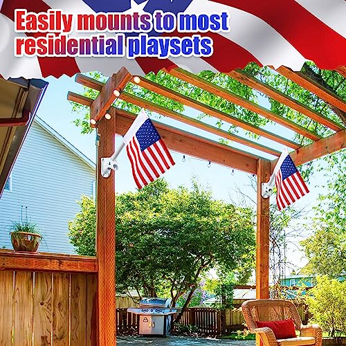 2 Sets American Flag Swing Set American Flag for Playset with Pole Playset Accessories 4th of July decorations and Treehouse Playhouse Backyard Decorations