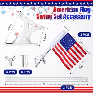 2 Sets American Flag Swing Set American Flag for Playset with Pole Playset Accessories 4th of July decorations and Treehouse Playhouse Backyard Decorations