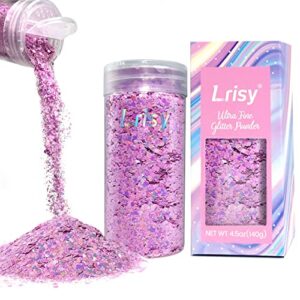 lrisy iridescent chunky glitter,powder craft glitter sequins flake bulk for epoxy resin,body face,slime,tumblers,nail&arts painting (soft pink)