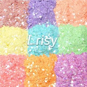 Lrisy Iridescent Chunky Glitter,Powder Craft Glitter Sequins Flake Bulk for Epoxy Resin,Body Face,Slime,Tumblers,Nail&Arts Painting (Soft Pink)