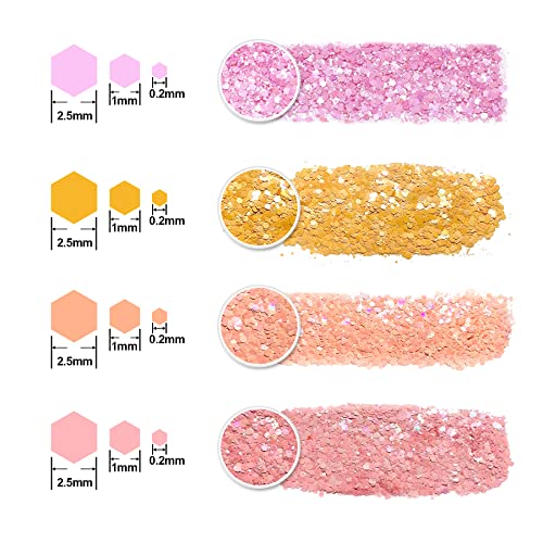 Lrisy Iridescent Chunky Glitter,Powder Craft Glitter Sequins Flake Bulk for Epoxy Resin,Body Face,Slime,Tumblers,Nail&Arts Painting (Soft Pink)