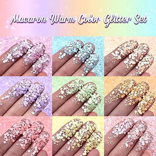 Lrisy Iridescent Chunky Glitter,Powder Craft Glitter Sequins Flake Bulk for Epoxy Resin,Body Face,Slime,Tumblers,Nail&Arts Painting (Soft Pink)