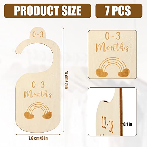 7pcs Baby Closet Dividers, Wooden Cute Nursery Hanger Dividers Baby Clothes Dividers from Newborn to 24 Months Baby Clothes Organizer Easily Organize Your Baby's Room (Style 1)