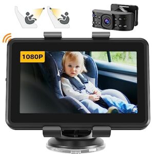 itomoro wireless baby car camera, 4.3'' hd 1080p baby car monitor with ir night vision, wireless 2.4g 1000ft range, suitable for all car models
