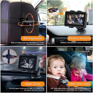 Itomoro Wireless Baby Car Camera, 4.3'' HD 1080P Baby Car Monitor with IR Night Vision, Wireless 2.4G 1000ft Range, Suitable for All Car Models