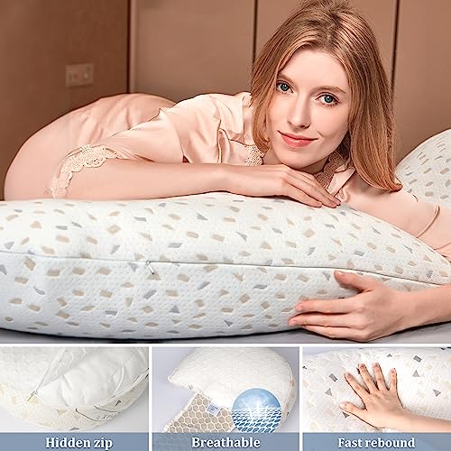 Pregnancy Pillows - Maternity Pillow with Adjustable and Removable Cooling Cover, Pregnancy Pillows for Sleeping - Support for Back, Legs, and Belly of Pregnant Women (Grey)