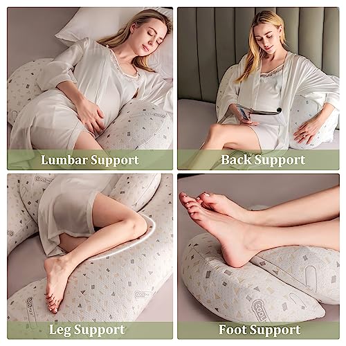 Pregnancy Pillows - Maternity Pillow with Adjustable and Removable Cooling Cover, Pregnancy Pillows for Sleeping - Support for Back, Legs, and Belly of Pregnant Women (Grey)
