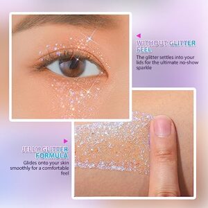 Body Glitter Gel - Holographic Body Glitter Gel for Body Hair Lip, Long Lasting Festival Party Makeup Body Glitter, Color Changing Glitter Gel Under Light, 1.35 oz (02 Sparkling Pink)