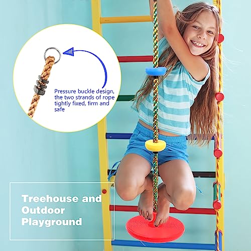 Puteraya 2 Pack Heavy Duty Tree Swing with Disc Swing Seat Playground Swing Set Climbing Rope with Platforms for Kids Outdoors Obstacle Course Jungle Gym Backyard Playground Accessories