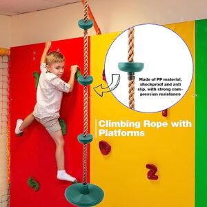 Puteraya 3 Pack Climbing Rope with Platforms Heavy Duty Tree Swing with Disc Swing Seat Playground Swing Set for Kids Obstacle Course Jungle Gym Backyard Playground Accessories