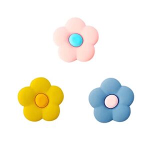 3 pcs flowers charms for bogg-bags cartoon flowers decorative charms for tote bags plant accessories for beach totes gift party favor (yellow pink and blue)