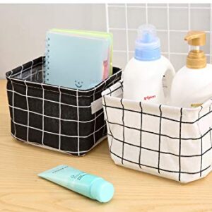 Kamuavni Small Storage Basket Home Decor Cotton And Linen Organizers Bag for Makeup, Book, Baby Toys,Stationery,Baby Nursery Basket With Handles 7.9"*6.3"*5.5" - 4 pack