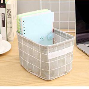 Kamuavni Small Storage Basket Home Decor Cotton And Linen Organizers Bag for Makeup, Book, Baby Toys,Stationery,Baby Nursery Basket With Handles 7.9"*6.3"*5.5" - 4 pack