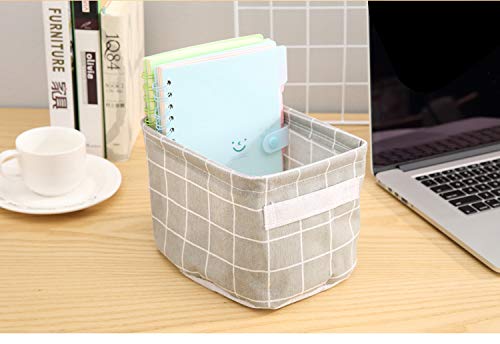 Kamuavni Small Storage Basket Home Decor Cotton And Linen Organizers Bag for Makeup, Book, Baby Toys,Stationery,Baby Nursery Basket With Handles 7.9"*6.3"*5.5" - 4 pack