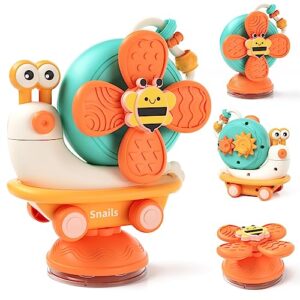 alsatic suction cup spinner toys for 1 year old boys girls, sensory fine motor infant travel toys montessori for babies 6-12-18 months, birthday gifts for 1-3 one year old, newborn toddler bath toys