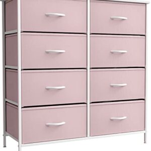 Sorbus Kids Dresser with 8 Drawers and 2 Drawer Nightstand Bundle - Matching Furniture Set - Storage Unit Organizer Chests for Clothing - Bedroom, Kids Rooms, Nursery, & Closet (Pink)