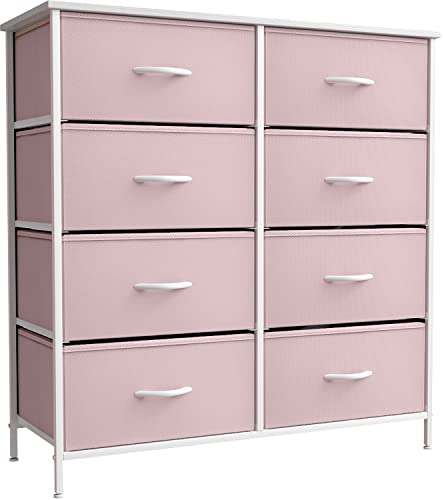 Sorbus Kids Dresser with 8 Drawers and 2 Drawer Nightstand Bundle - Matching Furniture Set - Storage Unit Organizer Chests for Clothing - Bedroom, Kids Rooms, Nursery, & Closet (Pink)