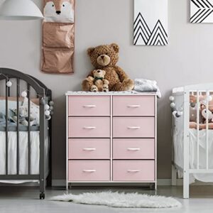 Sorbus Kids Dresser with 8 Drawers and 2 Drawer Nightstand Bundle - Matching Furniture Set - Storage Unit Organizer Chests for Clothing - Bedroom, Kids Rooms, Nursery, & Closet (Pink)