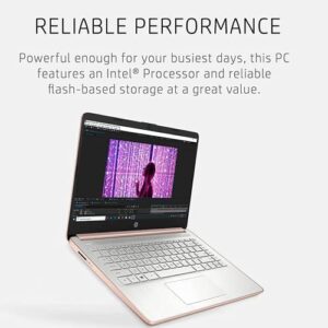 HP Latest Stream 14" HD Laptop, Intel Celeron Processor, 8GB Memory, 64GB eMMC Storage, Fast Charge, HDMI, Up to 11 Hours Long Battery Life, Office 365 1-Year, Win 11 S, Microfiber Bundle, Pink Gold