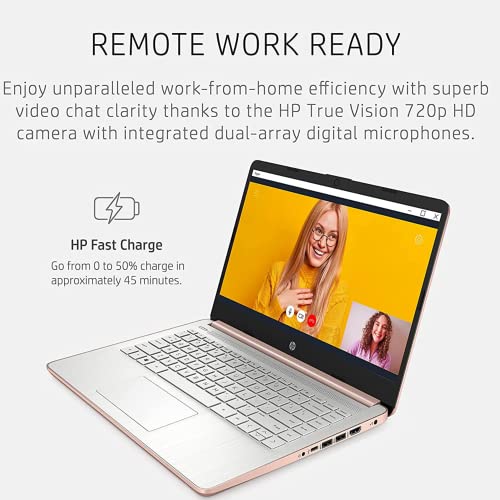 HP Latest Stream 14" HD Laptop, Intel Celeron Processor, 8GB Memory, 64GB eMMC Storage, Fast Charge, HDMI, Up to 11 Hours Long Battery Life, Office 365 1-Year, Win 11 S, Microfiber Bundle, Pink Gold