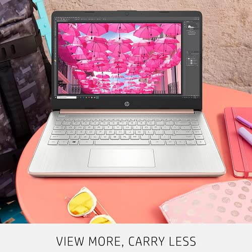 HP Latest Stream 14" HD Laptop, Intel Celeron Processor, 8GB Memory, 64GB eMMC Storage, Fast Charge, HDMI, Up to 11 Hours Long Battery Life, Office 365 1-Year, Win 11 S, Microfiber Bundle, Pink Gold