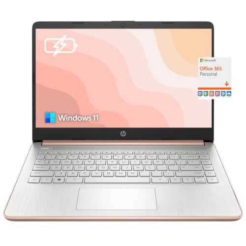 HP Latest Stream 14" HD Laptop, Intel Celeron Processor, 8GB Memory, 64GB eMMC Storage, Fast Charge, HDMI, Up to 11 Hours Long Battery Life, Office 365 1-Year, Win 11 S, Microfiber Bundle, Pink Gold