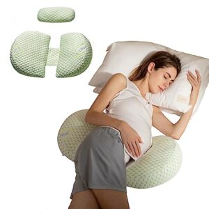 sesi pregnancy pillows for sleeping, maternity pillow for pregnant women with detachable and adjustable pillow cover - pregnancy body pillow support for back, legs, belly, hips (green)