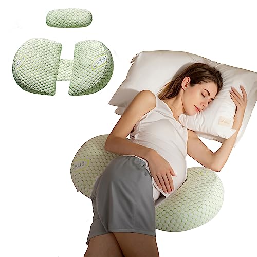 SESI Pregnancy Pillows for Sleeping, Maternity Pillow for Pregnant Women with Detachable and Adjustable Pillow Cover - Pregnancy Body Pillow Support for Back, Legs, Belly, Hips (Green)