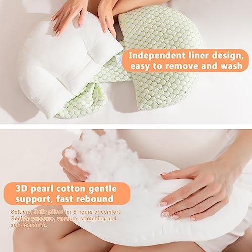 SESI Pregnancy Pillows for Sleeping, Maternity Pillow for Pregnant Women with Detachable and Adjustable Pillow Cover - Pregnancy Body Pillow Support for Back, Legs, Belly, Hips (Green)