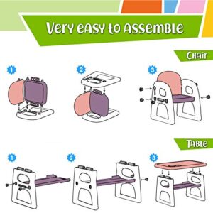 TinyGeeks Kids Table and Chairs Set Safe for Children Activity Table for Kids and Candy Kids Portable CD Player for Kids FM Radio - Batteries Included Bundle