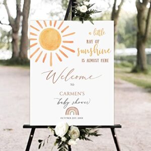 sunshine baby shower welcome sign, a little ray of sunshine welcome sign, rainbow sunshine baby shower welcome sign, personalized baby shower sign