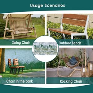 bumuam Swing Replacement Seat Cushions, Outdoor Swing Cushions 3 Seater Waterproof Porch Swing Cushions with Backrest Bench Cushion for Patio Backyard Garden Furniture (Bamboo Leaves 60x40in)