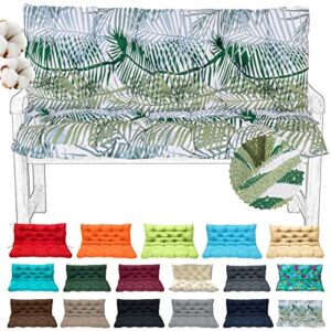 bumuam swing replacement seat cushions, outdoor swing cushions 3 seater waterproof porch swing cushions with backrest bench cushion for patio backyard garden furniture (bamboo leaves 60x40in)