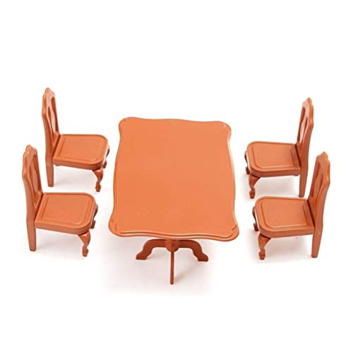 SAFIGLE 1 Set/5pcs Toddler Table and Chairs Kids Desk Chairs for Girls Kids Chairs for Table Mini Table and Chair for Toddler Kids Mini Table and Chairs Kids Resin Table and Chairs Brown