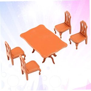 SAFIGLE 1 Set/5pcs Toddler Table and Chairs Kids Desk Chairs for Girls Kids Chairs for Table Mini Table and Chair for Toddler Kids Mini Table and Chairs Kids Resin Table and Chairs Brown