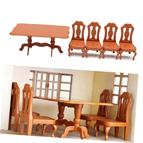 SAFIGLE 1 Set/5pcs Toddler Table and Chairs Kids Desk Chairs for Girls Kids Chairs for Table Mini Table and Chair for Toddler Kids Mini Table and Chairs Kids Resin Table and Chairs Brown