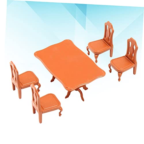 SAFIGLE 1 Set/5pcs Toddler Table and Chairs Kids Desk Chairs for Girls Kids Chairs for Table Mini Table and Chair for Toddler Kids Mini Table and Chairs Kids Resin Table and Chairs Brown