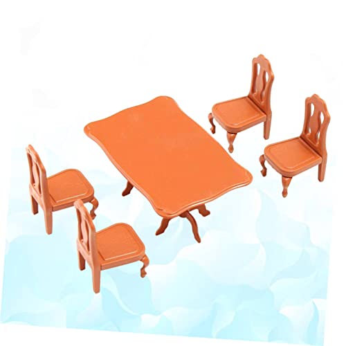 SAFIGLE 1 Set/5pcs Toddler Table and Chairs Kids Desk Chairs for Girls Kids Chairs for Table Mini Table and Chair for Toddler Kids Mini Table and Chairs Kids Resin Table and Chairs Brown