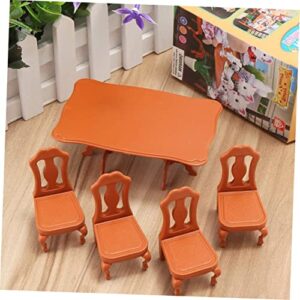 SAFIGLE 1 Set/5pcs Toddler Table and Chairs Kids Desk Chairs for Girls Kids Chairs for Table Mini Table and Chair for Toddler Kids Mini Table and Chairs Kids Resin Table and Chairs Brown